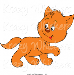 Critter Clipart of a Cute Ginger Cat Walking to the Right, Looking ...