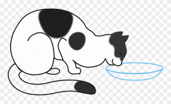 Cat Clipart Drinking Water - Draw A Cat Eating - Png ...
