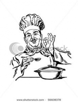 Clip Art Image: Italian Chef Taste Testing His Food