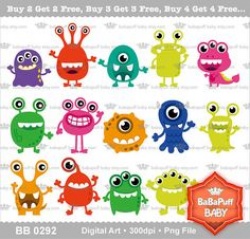 Cute Little Monster Girls Digital Clipart for Personal and ...