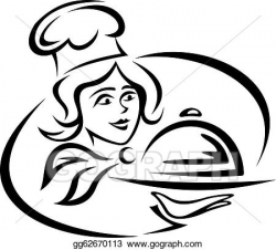 Vector Art - Young waiter with food tray. EPS clipart ...