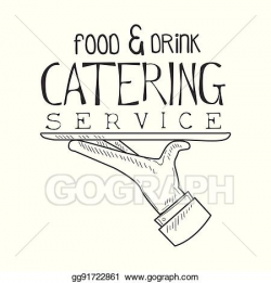 Clip Art Vector - Best catering service hand drawn black and white ...