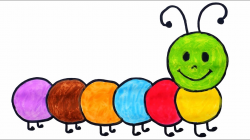 How To Draw And Color Caterpillar For Kids | Caterpillar Coloring ...