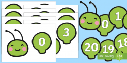 Numbers 0-20 on a Caterpillar Number Line - Number, minibeasts