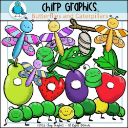 Butterfly and Caterpillar Clip Art Set Chirp Graphics | Hints ...