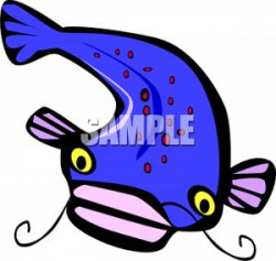 Blue Cartoon Catfish - Royalty Free Clipart Picture