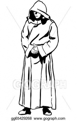 EPS Vector - Sketch of a man in monk's hood. Stock Clipart ...