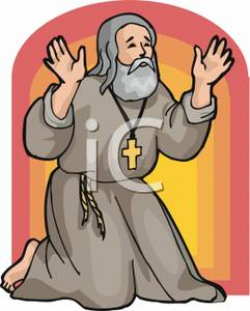 A Catholic Monk Kneeling Clipart Picture