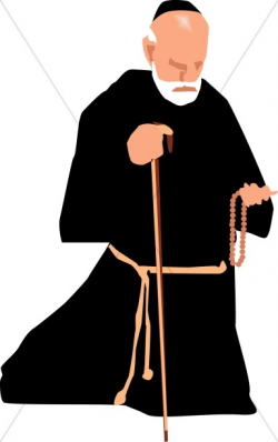 Catholic Monk with Rosary | Clergy Clipart