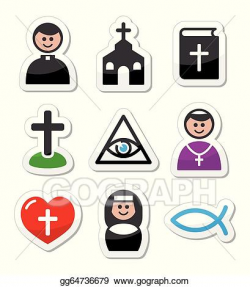 Vector Clipart - Religion, catholic church icons. Vector ...