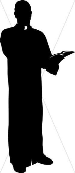 Catholic Priest Silhouette with Bible | Clergy Clipart