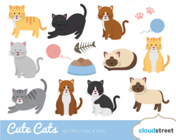 BUY 2 GET 1 FREE Cute Cat Clipart / cat clip art / kitten