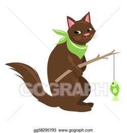 Vector Clipart - Fishing cat. Vector Illustration gg58295793 - GoGraph