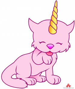 Pink Cat with Unicorn Horn | Free Clipart Design Download