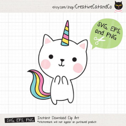 Unicorn Cat SVG Files for Cricut or Silhouette Cute Unicorn