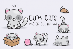 Premium Vector Clipart - Kawaii Cats - Cute Cats Clipart Set - High ...