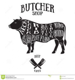 Cut Of Meat Set. Poster Butcher Diagram, Scheme And Guide - Pork ...