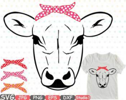 Cow Head whit Bandana Silhouette SVG clipart Polka dot cowboy Farm ...