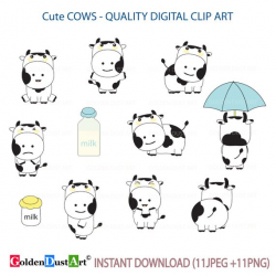Cow Clipart Cute Cows Kawaii Cow Kawaii Animal Kawaii
