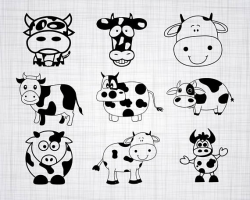 Cute Cow SVG Bundle Cute Cow SVG Cute Cow Clipart Cut Files