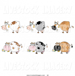 Clip Art of a Digital Collage of Six Cute Cows by Hit Toon - #69