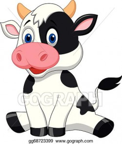 Vector Clipart - Cute cow cartoon sitting. Vector ...