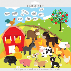 Farm animals clipart - farm clip art, animal farm, animals, cow, pig ...
