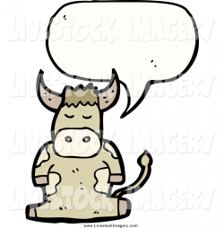 Clip Art of a Talking Brown Cow by lineartestpilot - #3413
