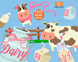 Dairy Clipart - Cow Clip Art. Farm Animal Clipart. Grocery clipart ...