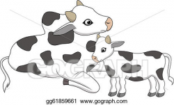 Vector Art - Mother and baby cow cartoon. EPS clipart gg61859661 ...