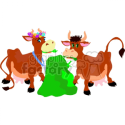 Royalty-Free Two cows eating a pile of grass 132197 vector clip art ...