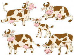 Cows Clipart - Digital Vector Farm, Animal, Calf, Barn Yard, Cow, Milk,  Cows Clip Art