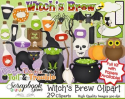 WITCH'S BREW Clipart, 29 png Clipart files Instant Download ...