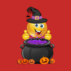 Funny Emoji Witch With Bubbly Cauldron Halloween T-Shirt - Halloween ...