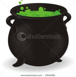 Clipart Picture: A Black Cauldron with Boiling Green Liquid