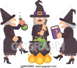 EPS Vector - Three wicked old witches brewing a potion. three evil ...