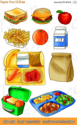 50% OFF School Lunch Clipart Set, School Lunch Clip Art, Food Tray ...