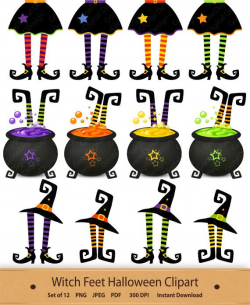 Halloween Clip Art Witch Feet Clipart Witch's Boot Shoe Cauldron ...
