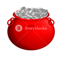 Red Cauldron With Silver Coins Royalty-Free Stock Image - Storyblocks