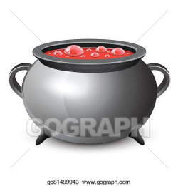 Clip Art Vector - Halloween witch's cauldron with red bubbling ...