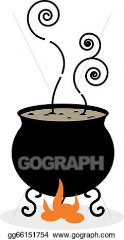 Vector Clipart - 1727 - silhouette of cauldron and fire. Vector ...