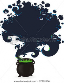 Clip Art Image: A Smoking Halloween Cauldron
