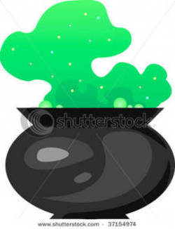 Green Smoking Coming From a Black Cauldron Clipart Image