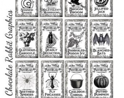 Halloween Potion Bottle Witch Apothecary Label Vintage Style