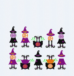 Halloween Witch Legs in Cauldron Monogram Frame Witch Dress Digital ...