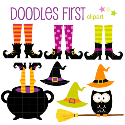 Witch Feet and Hats Halloween Digital Clip Art for Scrapbooking Card ...