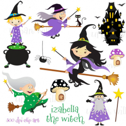 Witch Clipart, Magic Cauldron Clipart, Digital Graphics Wizard ...