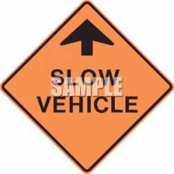 Slow Vehicle Ahead Caution Road Sign - Royalty Free Clipart Picture