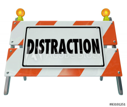 Distraction Word Barrier Barricade Distracted Driving Warning Si ...