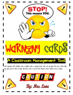 Warning Cards Teaching Resources | Teachers Pay Teachers